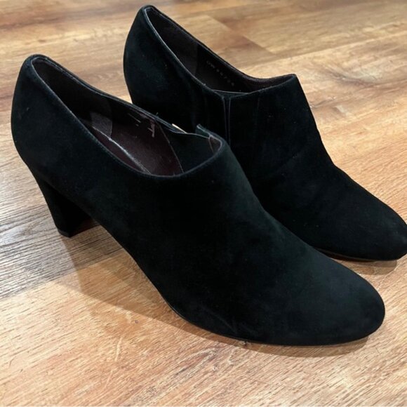 STUART WEITZMAN Made in Spain 🇪🇸 Black Suede Pumps Chunky Heel OW88728 Sz 10‎ - Picture 1 of 16